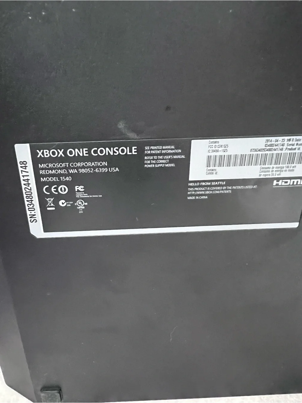 Xbox One Console Black model 1540 DOES NOT POWER ON for Parts Only